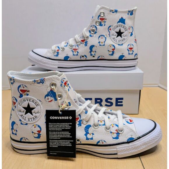 Converse Chuck Taylor All Star Doraemon Cat Robot Unisex High Top Shoes W10 NIB - Picture 8 of 15